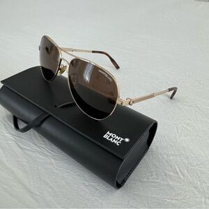 Montblanc Gold Frame Sunglasses with Brown Lenses